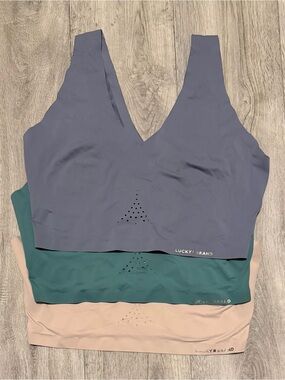 Lot of 3 Lucky Brand Size Large Bralettes Lounge Bras Lazer Cut Detail